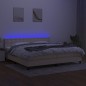 vidaXL Boxspringbett mit Matratze & LED Creme 200x200 cm Stoff vidaXL Boxspringbett mit Matratze & LED Creme 200x200 cm Stoff