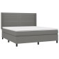 vidaXL Boxspringbett mit Matratze Dunkelgrau 160x200 cm Stoff vidaXL Boxspringbett mit Matratze Dunkelgrau 160x200 cm Stoff