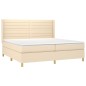 vidaXL Boxspringbett mit Matratze Creme 200x200 cm Stoff vidaXL Boxspringbett mit Matratze Creme 200x200 cm Stoff