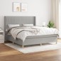 vidaXL Boxspringbett mit Matratze Hellgrau 160x200 cm Stoff vidaXL Boxspringbett mit Matratze Hellgrau 160x200 cm Stoff