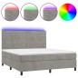 vidaXL Boxspringbett mit Matratze & LED Hellgrau 160x200 cm Samt vidaXL Boxspringbett mit Matratze & LED Hellgrau 160x200 cm Samt