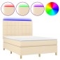 vidaXL Boxspringbett mit Matratze & LED Creme 140x190 cm Stoff vidaXL Boxspringbett mit Matratze & LED Creme 140x190 cm Stoff