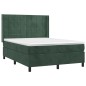 vidaXL Boxspringbett mit Matratze Dunkelgrün 140x190 cm Samt vidaXL Boxspringbett mit Matratze Dunkelgrün 140x190 cm Samt