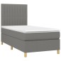 vidaXL Boxspringbett mit Matratze & LED Dunkelgrau 80x200 cm Stoff vidaXL Boxspringbett mit Matratze & LED Dunkelgrau 80x200 cm Stoff