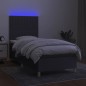vidaXL Boxspringbett mit Matratze & LED Dunkelgrau 80x200 cm Stoff vidaXL Boxspringbett mit Matratze & LED Dunkelgrau 80x200 cm Stoff