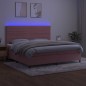 vidaXL Boxspringbett mit Matratze & LED Rosa 200x200 cm Samt vidaXL Boxspringbett mit Matratze & LED Rosa 200x200 cm Samt