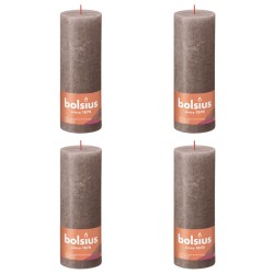 Bolsius Rustikale Stumpenkerzen Shine 4 Stk. 190x68 mm Taupe