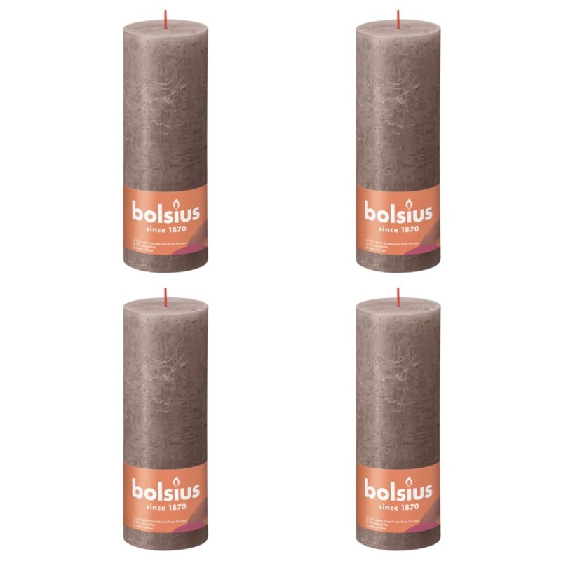 Bolsius Rustikale Stumpenkerzen Shine 4 Stk. 190x68 mm Taupe Bolsius Rustikale Stumpenkerzen Shine 4 Stk. 190x68 mm Taupe