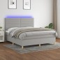 vidaXL Boxspringbett mit Matratze & LED Hellgrau 180x200 cm Stoff vidaXL Boxspringbett mit Matratze & LED Hellgrau 180x200 cm Stoff