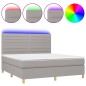 vidaXL Boxspringbett mit Matratze & LED Hellgrau 180x200 cm Stoff vidaXL Boxspringbett mit Matratze & LED Hellgrau 180x200 cm Stoff
