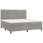 vidaXL Boxspringbett mit Matratze & LED Hellgrau 200x200 cm Samt vidaXL Boxspringbett mit Matratze & LED Hellgrau 200x200 cm Samt