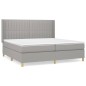 vidaXL Boxspringbett mit Matratze Hellgrau 200x200 cm Stoff vidaXL Boxspringbett mit Matratze Hellgrau 200x200 cm Stoff