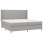 vidaXL Boxspringbett mit Matratze Hellgrau 200x200 cm Stoff vidaXL Boxspringbett mit Matratze Hellgrau 200x200 cm Stoff