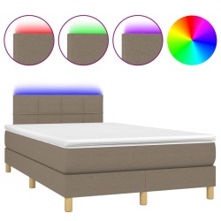 vidaXL Boxspringbett mit Matratze & LED Taupe 120x200 cm Stoff