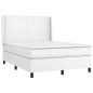 vidaXL Boxspringbett mit Matratze Weiß 140x190 cm Kunstleder vidaXL Boxspringbett mit Matratze Weiß 140x190 cm Kunstleder
