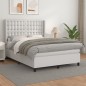 vidaXL Boxspringbett mit Matratze Weiß 140x200 cm Kunstleder vidaXL Boxspringbett mit Matratze Weiß 140x200 cm Kunstleder