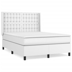 vidaXL Boxspringbett mit Matratze Weiß 140x200 cm Kunstleder