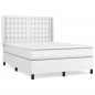 vidaXL Boxspringbett mit Matratze Weiß 140x200 cm Kunstleder vidaXL Boxspringbett mit Matratze Weiß 140x200 cm Kunstleder