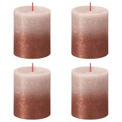 Bolsius Rustikale Stumpenkerzen 4 Stk. 80x68 mm Nebelrosa Bernstein