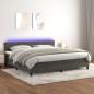 vidaXL Boxspringbett mit Matratze & LED Dunkelgrau 200x200 cm Samt vidaXL Boxspringbett mit Matratze & LED Dunkelgrau 200x200 cm Samt