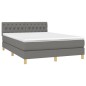 vidaXL Boxspringbett mit Matratze & LED Dunkelgrau 140x190 cm Stoff vidaXL Boxspringbett mit Matratze & LED Dunkelgrau 140x190 cm Stoff