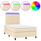 vidaXL Boxspringbett mit Matratze & LED Creme 120x200 cm Stoff vidaXL Boxspringbett mit Matratze & LED Creme 120x200 cm Stoff