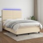 vidaXL Boxspringbett mit Matratze & LED Creme 140x190 cm Stoff vidaXL Boxspringbett mit Matratze & LED Creme 140x190 cm Stoff