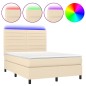 vidaXL Boxspringbett mit Matratze & LED Creme 140x190 cm Stoff vidaXL Boxspringbett mit Matratze & LED Creme 140x190 cm Stoff