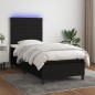 vidaXL Boxspringbett mit Matratze & LED Schwarz 100x200 cm Stoff vidaXL Boxspringbett mit Matratze & LED Schwarz 100x200 cm Stoff