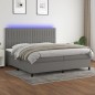 vidaXL Boxspringbett mit Matratze & LED Dunkelgrau 200x200 cm Stoff vidaXL Boxspringbett mit Matratze & LED Dunkelgrau 200x200 cm Stoff