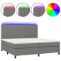 vidaXL Boxspringbett mit Matratze & LED Dunkelgrau 200x200 cm Stoff vidaXL Boxspringbett mit Matratze & LED Dunkelgrau 200x200 cm Stoff