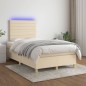 vidaXL Boxspringbett mit Matratze & LED Creme 120x200 cm Stoff vidaXL Boxspringbett mit Matratze & LED Creme 120x200 cm Stoff