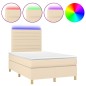 vidaXL Boxspringbett mit Matratze & LED Creme 120x200 cm Stoff vidaXL Boxspringbett mit Matratze & LED Creme 120x200 cm Stoff