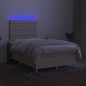 vidaXL Boxspringbett mit Matratze & LED Creme 120x200 cm Stoff vidaXL Boxspringbett mit Matratze & LED Creme 120x200 cm Stoff