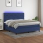 vidaXL Boxspringbett mit Matratze & LED Blau 160x200 cm Stoff vidaXL Boxspringbett mit Matratze & LED Blau 160x200 cm Stoff