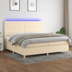 vidaXL Boxspringbett mit Matratze & LED Creme 200x200 cm Stoff