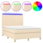 vidaXL Boxspringbett mit Matratze & LED Creme 140x200 cm Stoff vidaXL Boxspringbett mit Matratze & LED Creme 140x200 cm Stoff