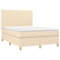 vidaXL Boxspringbett mit Matratze & LED Creme 140x200 cm Stoff vidaXL Boxspringbett mit Matratze & LED Creme 140x200 cm Stoff