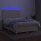 vidaXL Boxspringbett mit Matratze & LED Creme 140x200 cm Stoff vidaXL Boxspringbett mit Matratze & LED Creme 140x200 cm Stoff