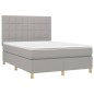 vidaXL Boxspringbett mit Matratze & LED Hellgrau 140x190 cm Stoff vidaXL Boxspringbett mit Matratze & LED Hellgrau 140x190 cm Stoff