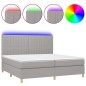 vidaXL Boxspringbett mit Matratze & LED Hellgrau 200x200 cm Stoff vidaXL Boxspringbett mit Matratze & LED Hellgrau 200x200 cm Stoff