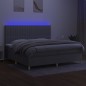 vidaXL Boxspringbett mit Matratze & LED Hellgrau 200x200 cm Stoff vidaXL Boxspringbett mit Matratze & LED Hellgrau 200x200 cm Stoff
