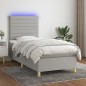 vidaXL Boxspringbett mit Matratze & LED Hellgrau 80x200 cm Stoff vidaXL Boxspringbett mit Matratze & LED Hellgrau 80x200 cm Stoff