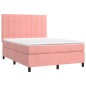 vidaXL Boxspringbett mit Matratze & LED Rosa 140x200 cm Samt vidaXL Boxspringbett mit Matratze & LED Rosa 140x200 cm Samt