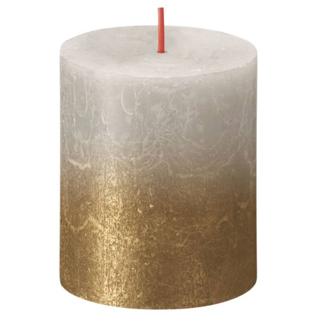 Bolsius Rustikale Stumpenkerzen 4 Stk. 80x68 mm Sandgrau und Golden