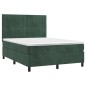 vidaXL Boxspringbett mit Matratze & LED Dunkelgrün 140x200 cm Samt vidaXL Boxspringbett mit Matratze & LED Dunkelgrün 140x200 cm Samt