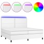 vidaXL Boxspringbett mit Matratze & LED Weiß 200x200 cm Kunstleder vidaXL Boxspringbett mit Matratze & LED Weiß 200x200 cm Kunstleder