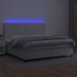 vidaXL Boxspringbett mit Matratze & LED Weiß 200x200 cm Kunstleder vidaXL Boxspringbett mit Matratze & LED Weiß 200x200 cm Kunstleder