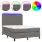 vidaXL Boxspringbett mit Matratze & LED Grau 140x200 cm Kunstleder vidaXL Boxspringbett mit Matratze & LED Grau 140x200 cm Kunstleder