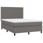 vidaXL Boxspringbett mit Matratze & LED Grau 140x200 cm Kunstleder vidaXL Boxspringbett mit Matratze & LED Grau 140x200 cm Kunstleder